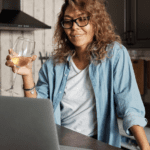woman with wine